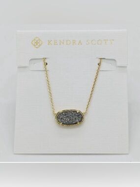 Kendra‎ Scott Elisa Gold Pendant Necklace in Platinum Drusy